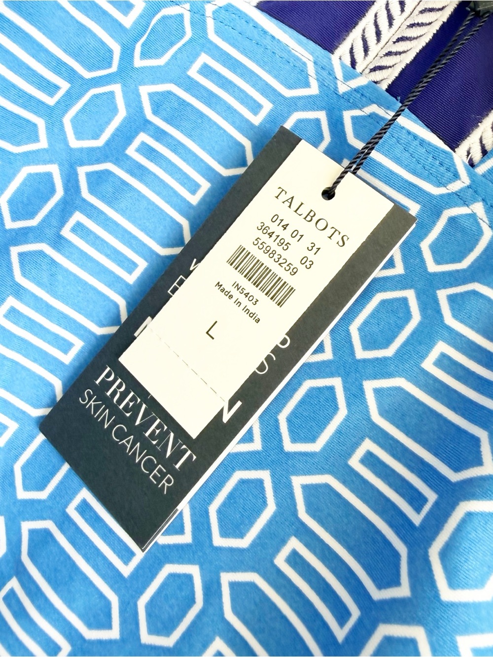 Talbots X Cabana Life Size L Embroidered One Piece Swimsuit In sapphire Blue NEW - Picture 8 of 8